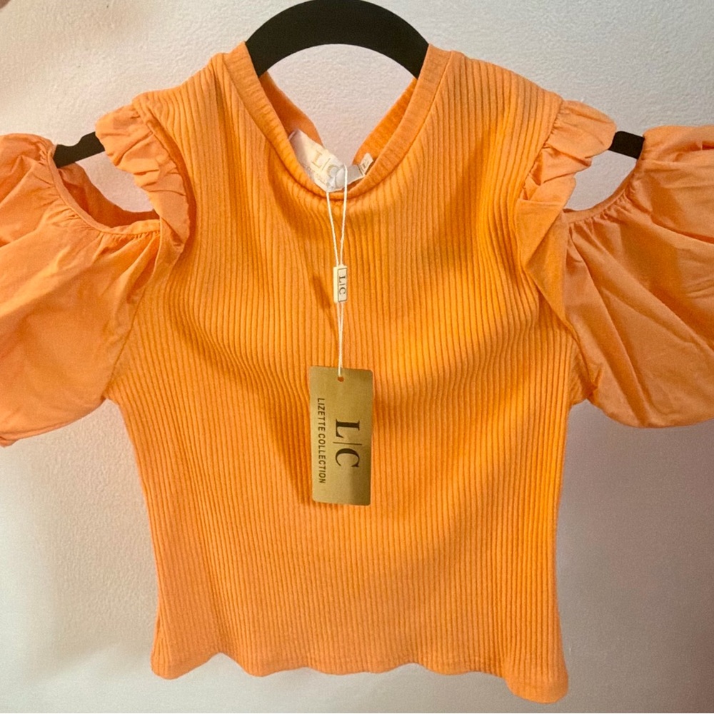 Women's Orange Cold Shoulder Blouse
